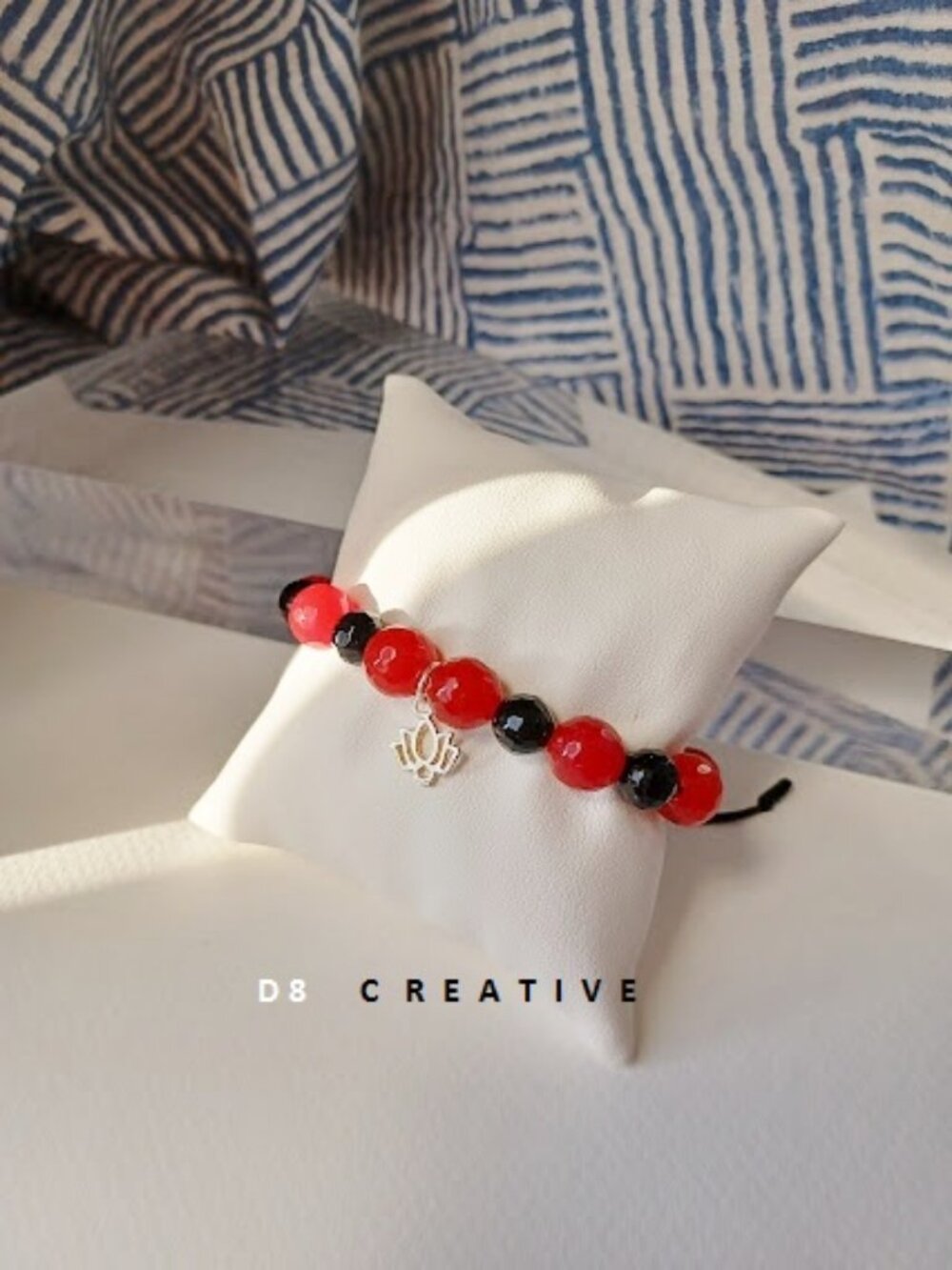 New red agate hand woven with 925 sterling silver zen lotus pendant bracelet